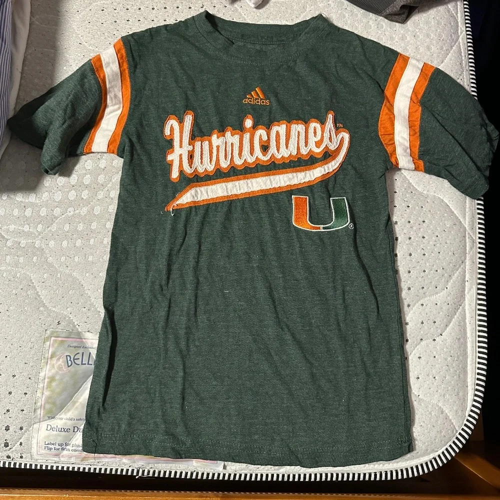 Adidas Miami Hurricanes T Shirt USED Youth Small